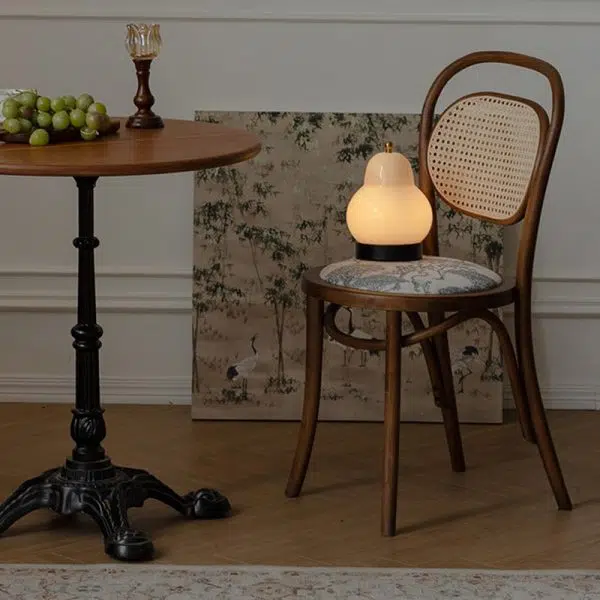 Contemporary Nordic Round Rattan Wood Fabric Chair Backrest Armless For Living Room - Image 20