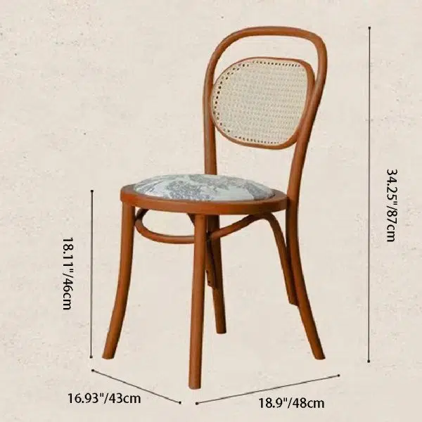 Contemporary Nordic Round Rattan Wood Fabric Chair Backrest Armless For Living Room - Image 4