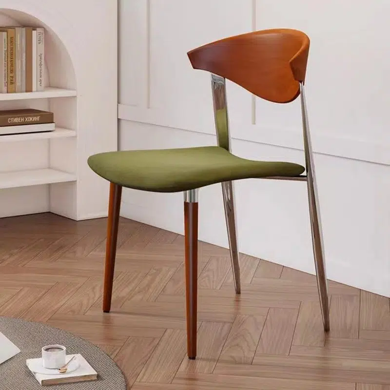 DFM-Chair-FH00343-1-1.jpg Traditional Vintage Rectangular Velvet Steel Wood Chair Backrest Armless For Living Room - Image 1