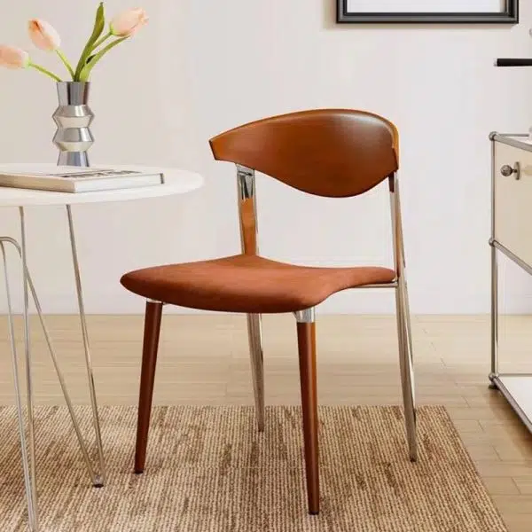 Traditional Vintage Rectangular Velvet Steel Wood Chair Backrest Armless For Living Room - Image 2