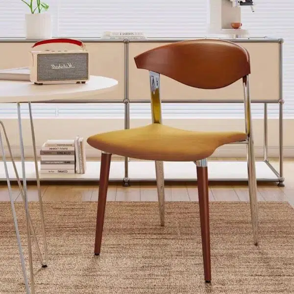 Traditional Vintage Rectangular Velvet Steel Wood Chair Backrest Armless For Living Room - Image 3