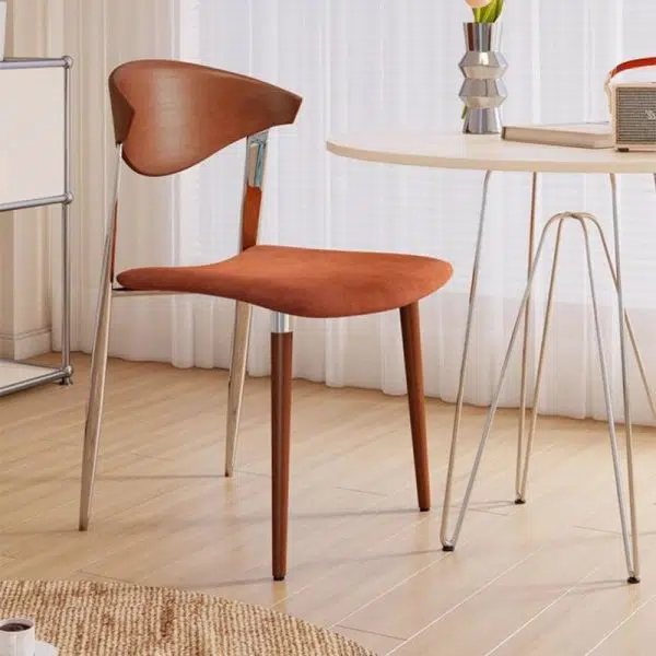 Traditional Vintage Rectangular Velvet Steel Wood Chair Backrest Armless For Living Room - Image 6