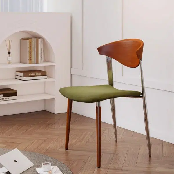 Traditional Vintage Rectangular Velvet Steel Wood Chair Backrest Armless For Living Room - Image 7