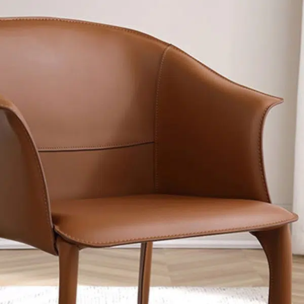 Contemporary Scandinavian Square Leather Steel Chair Backrest Armrest For Living Room - Image 6