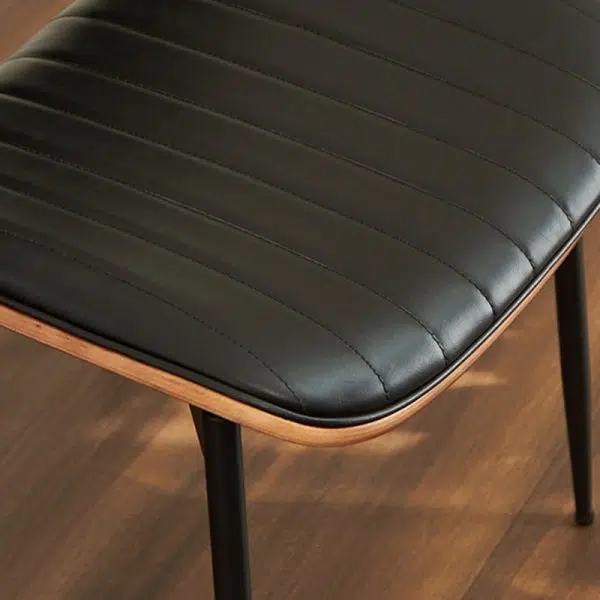 Modern Minimalist Rectangular Leather Wood Steel Chair Backrest Armless For Living Room - Image 6