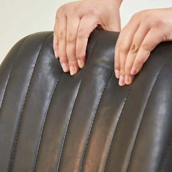 Modern Minimalist Rectangular Leather Wood Steel Chair Backrest Armless For Living Room - Image 7