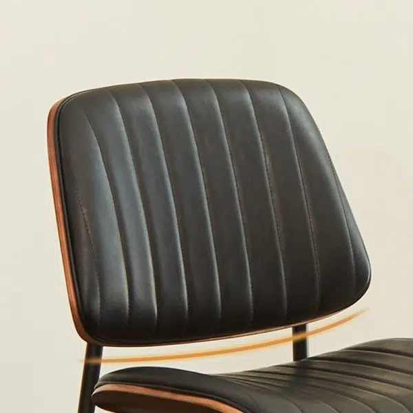 Modern Minimalist Rectangular Leather Wood Steel Chair Backrest Armless For Living Room - Image 8