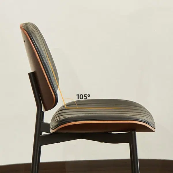 Modern Minimalist Rectangular Leather Wood Steel Chair Backrest Armless For Living Room - Image 10