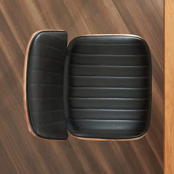 Modern Minimalist Rectangular Leather Wood Steel Chair Backrest Armless For Living Room - Image 9