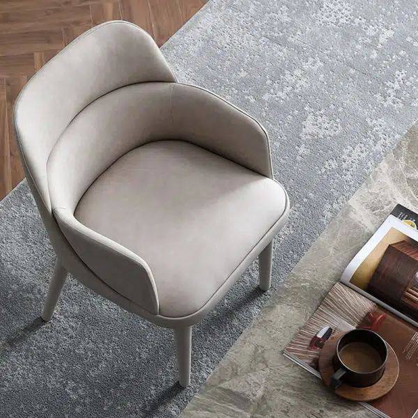 Modern Minimalist Rectangular Leather Steel Chair Backrest Armrest For Living Room - Image 9