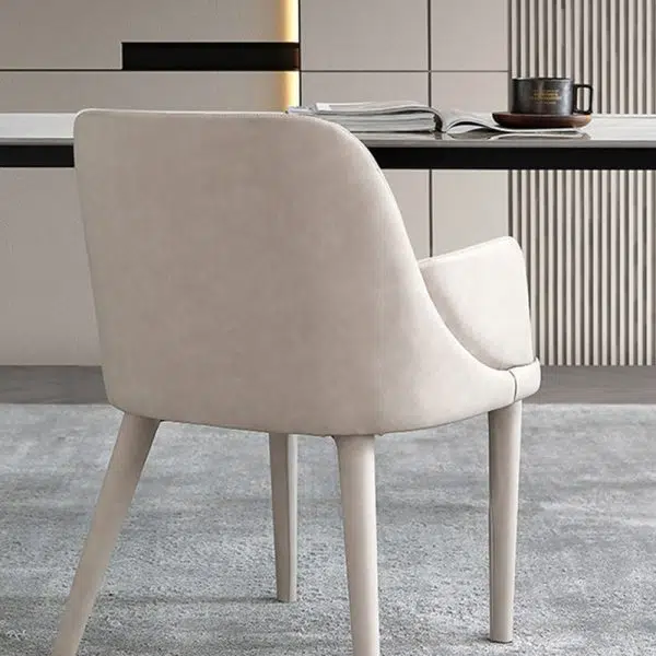 Modern Minimalist Rectangular Leather Steel Chair Backrest Armrest For Living Room - Image 11