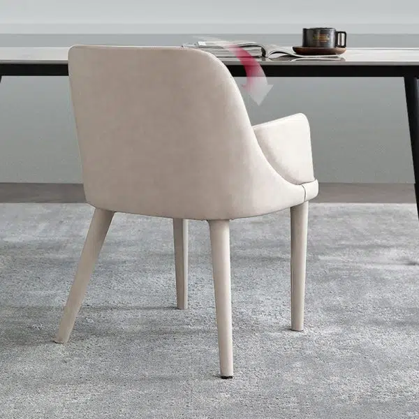 Modern Minimalist Rectangular Leather Steel Chair Backrest Armrest For Living Room - Image 6