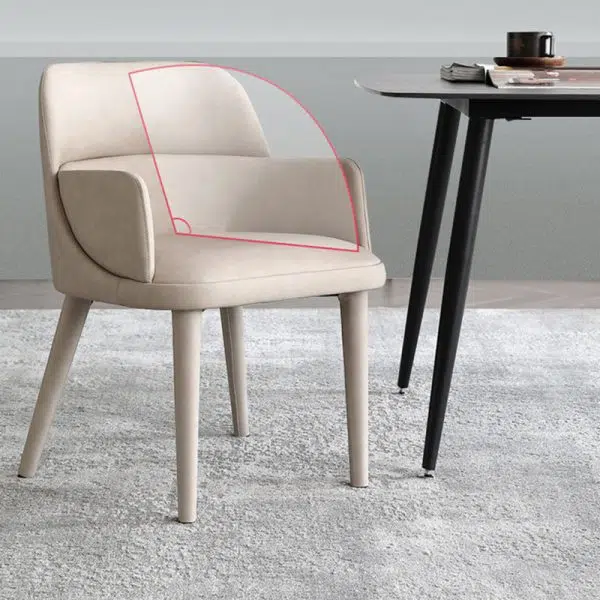 Modern Minimalist Rectangular Leather Steel Chair Backrest Armrest For Living Room - Image 8