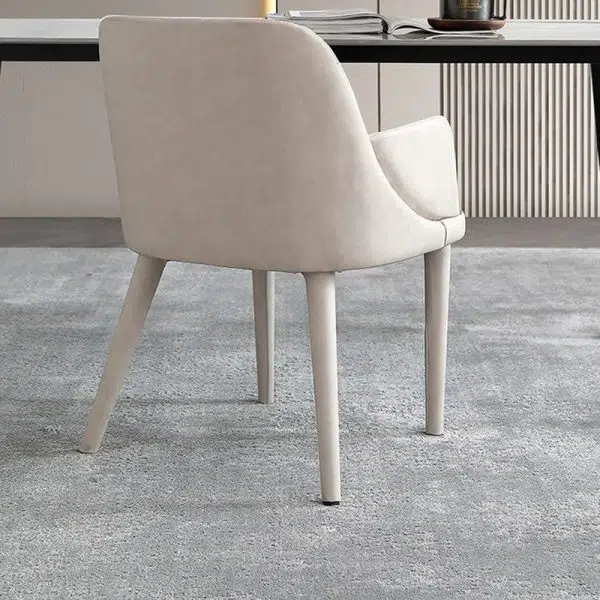 Modern Minimalist Rectangular Leather Steel Chair Backrest Armrest For Living Room - Image 7