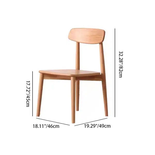 Contemporary Scandinavian Rectangular Wood Chair Backrest Armless For Dining Room - Image 4