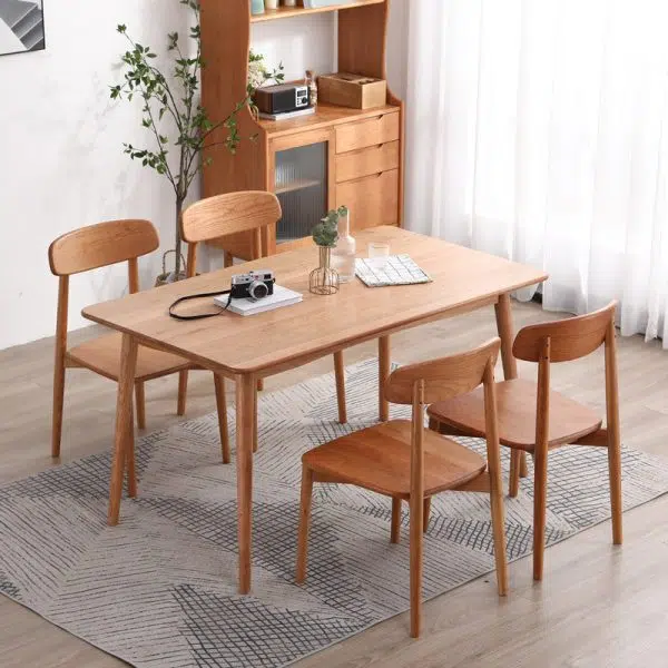 Contemporary Scandinavian Rectangular Wood Chair Backrest Armless For Dining Room - Image 9