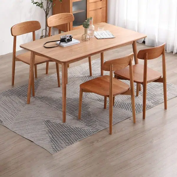 Contemporary Scandinavian Rectangular Wood Chair Backrest Armless For Dining Room - Image 2