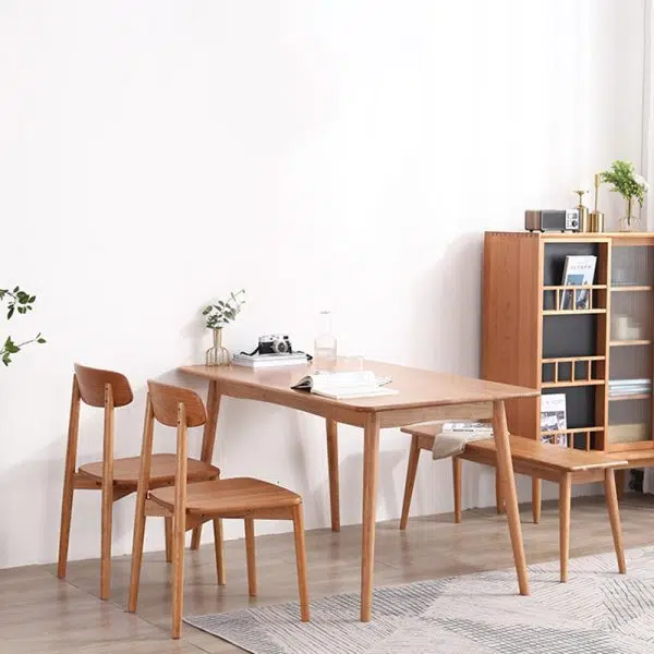 Contemporary Scandinavian Rectangular Wood Chair Backrest Armless For Dining Room - Image 3