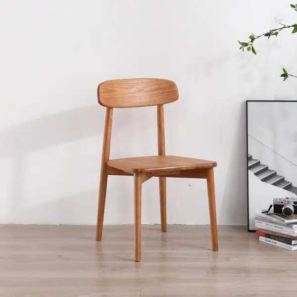 Contemporary Scandinavian Rectangular Wood Chair Backrest Armless For Dining Room - Image 8