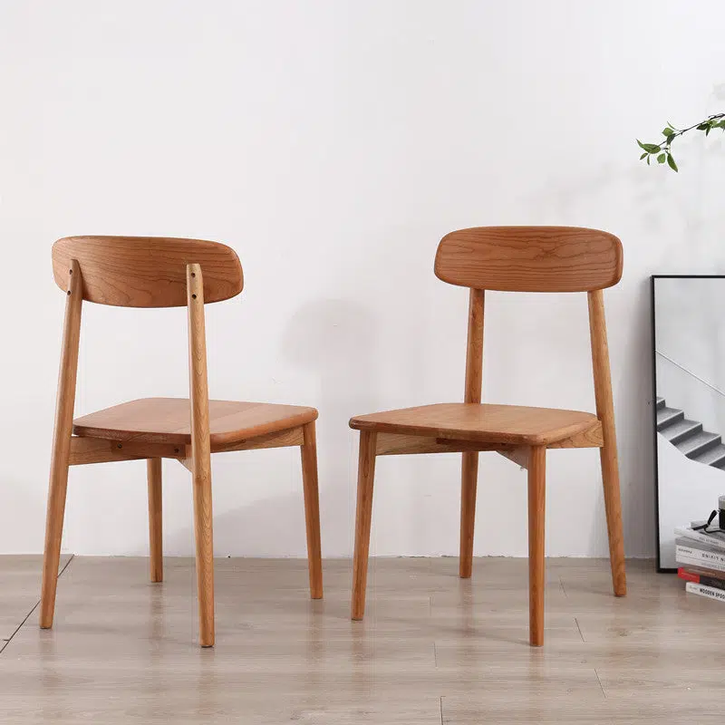 DFM-Chair-FH00353-8.jpg Contemporary Scandinavian Rectangular Wood Chair Backrest Armless For Dining Room - Image 1