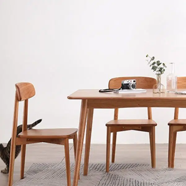 Contemporary Scandinavian Rectangular Wood Chair Backrest Armless For Dining Room - Image 7