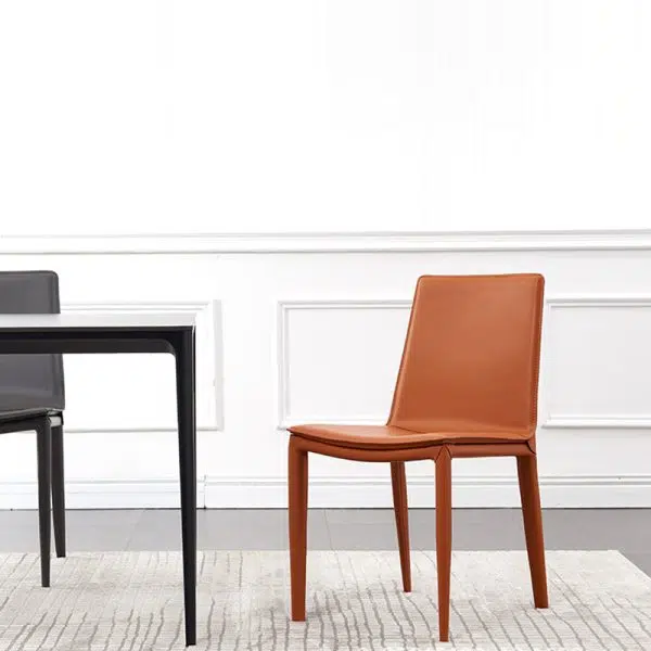 Contemporary Luxury Rectangular Leather Steel Chair Backrest Armless For Living Room - Image 14