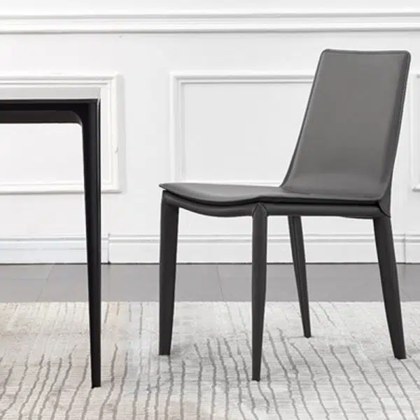 Contemporary Luxury Rectangular Leather Steel Chair Backrest Armless For Living Room - Image 9