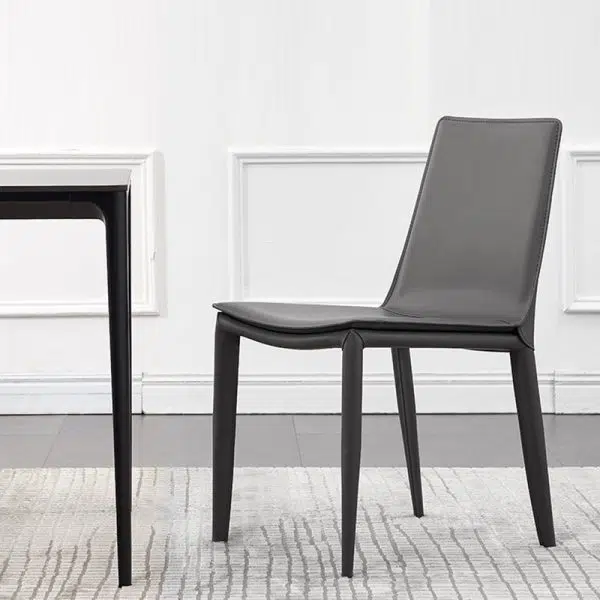 Contemporary Luxury Rectangular Leather Steel Chair Backrest Armless For Living Room - Image 11