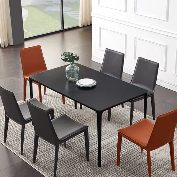 Contemporary Luxury Rectangular Leather Steel Chair Backrest Armless For Living Room - Image 12