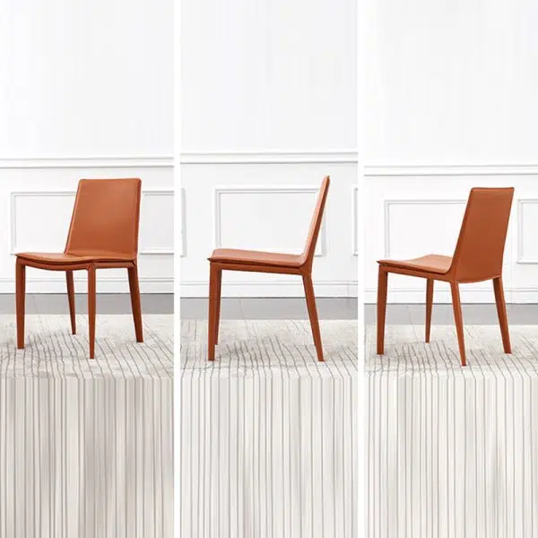 Contemporary Luxury Rectangular Leather Steel Chair Backrest Armless For Living Room - Image 13