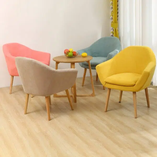 Contemporary Scandinavian Rectangular Fabric Wood Chair Backrest Armrest For Living Room - Image 20