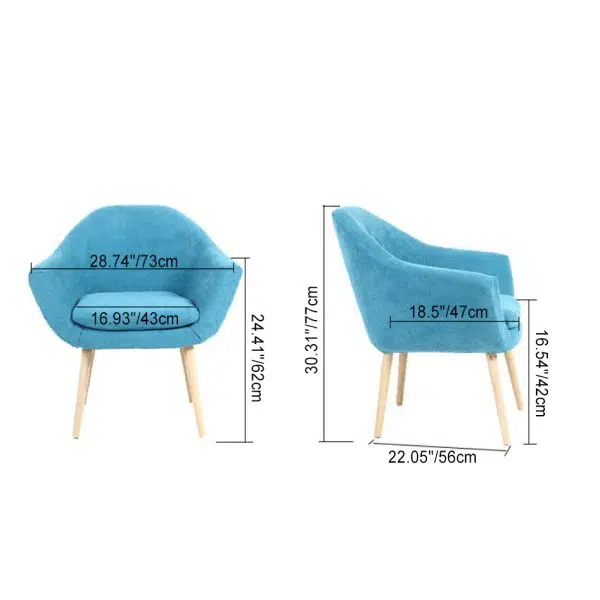 Contemporary Scandinavian Rectangular Fabric Wood Chair Backrest Armrest For Living Room - Image 4