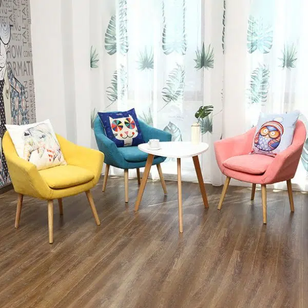 Contemporary Scandinavian Rectangular Fabric Wood Chair Backrest Armrest For Living Room - Image 10