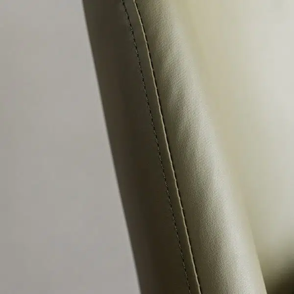 Contemporary Nordic Rectangular Wood Leather Accent Chair Backrest Armrest For Living Room - Image 8