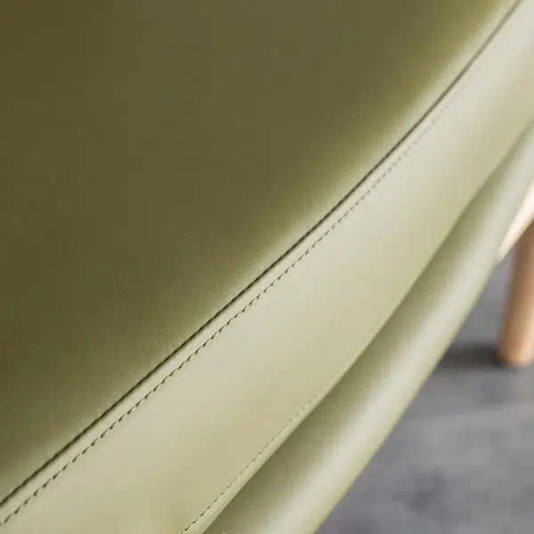 Contemporary Nordic Rectangular Wood Leather Accent Chair Backrest Armrest For Living Room - Image 7