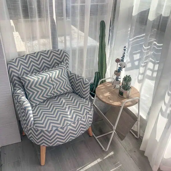 Modern Minimalist Square Wood Fabric Accent Chair Backrest Armrest For Living Room - Image 12