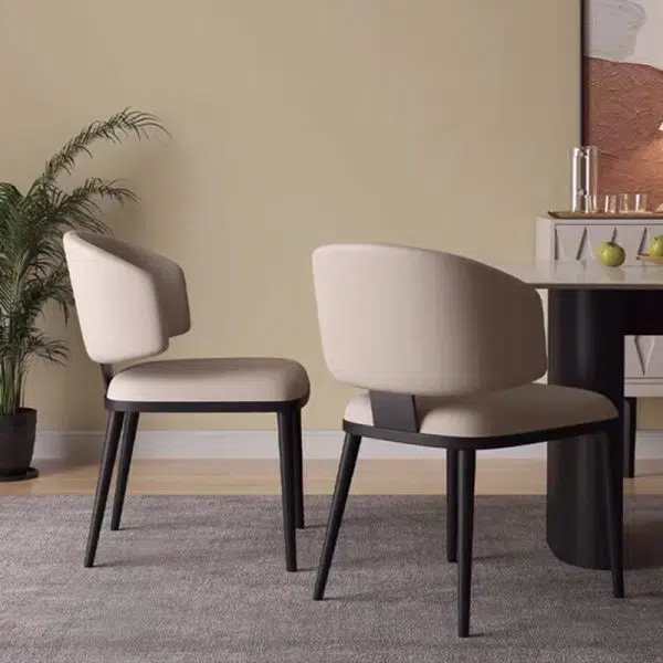 Contemporary Nordic Square Leather Steel Chair Backrest Armless For Living Room - Image 10