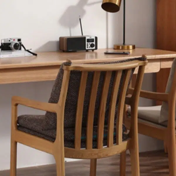 Contemporary Scandinavian Square Wood Fabric Chair Backrest Armrest For Living Room - Image 9