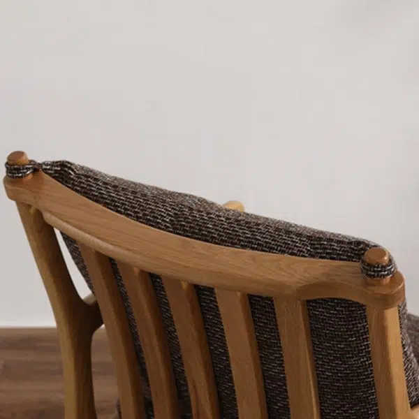 Contemporary Scandinavian Square Wood Fabric Chair Backrest Armrest For Living Room - Image 7