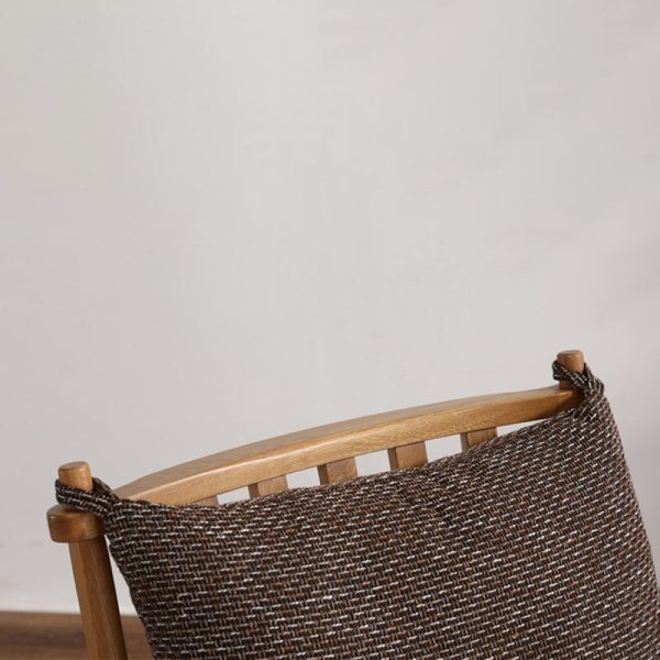 Contemporary Scandinavian Square Wood Fabric Chair Backrest Armrest For Living Room - Image 6