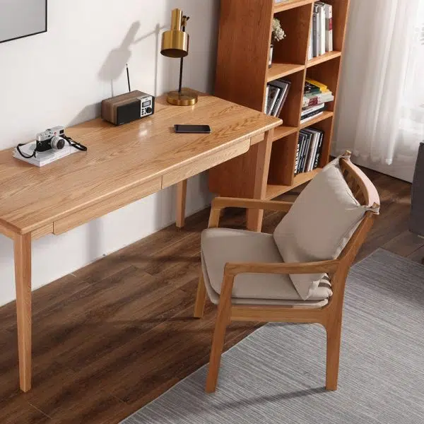 Contemporary Scandinavian Square Wood Fabric Chair Backrest Armrest For Living Room - Image 13