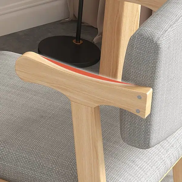 Contemporary Nordic Square Fabric Wood Chair Backrest Armrest For Living Room - Image 8