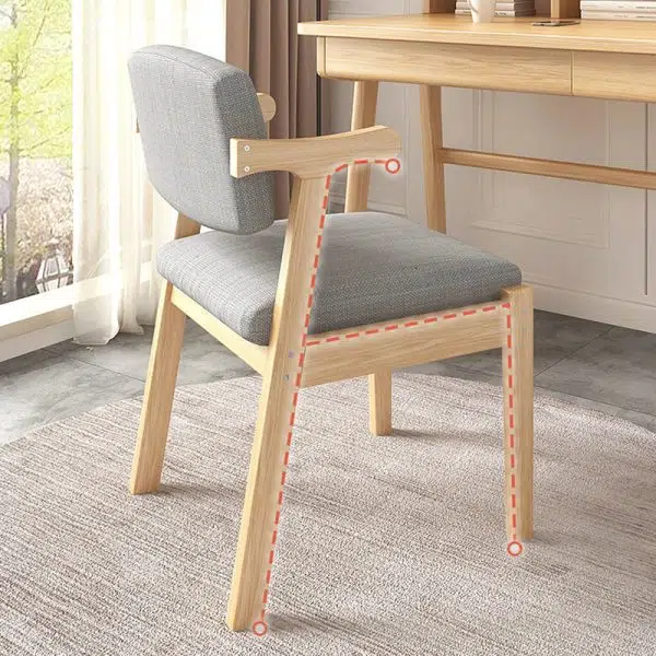 Contemporary Nordic Square Fabric Wood Chair Backrest Armrest For Living Room - Image 9