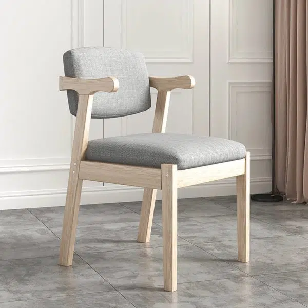 Contemporary Nordic Square Fabric Wood Chair Backrest Armrest For Living Room - Image 14