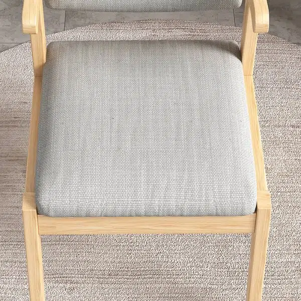 Contemporary Nordic Square Fabric Wood Chair Backrest Armrest For Living Room - Image 7