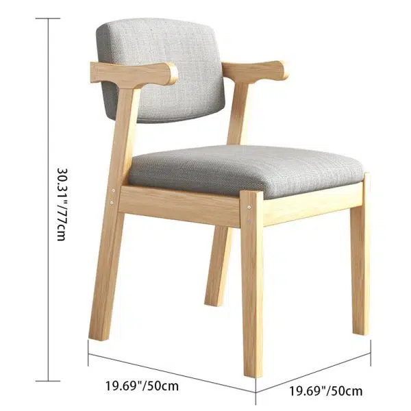 Contemporary Nordic Square Fabric Wood Chair Backrest Armrest For Living Room - Image 4