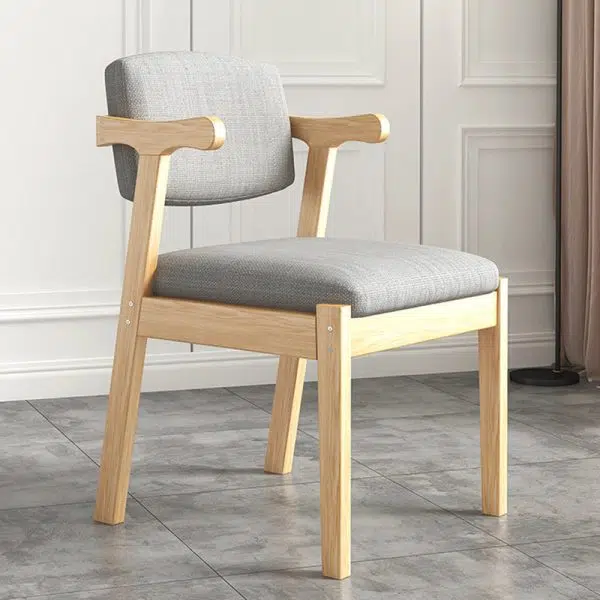 Contemporary Nordic Square Fabric Wood Chair Backrest Armrest For Living Room - Image 2