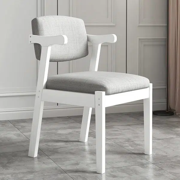 Contemporary Nordic Square Fabric Wood Chair Backrest Armrest For Living Room - Image 3