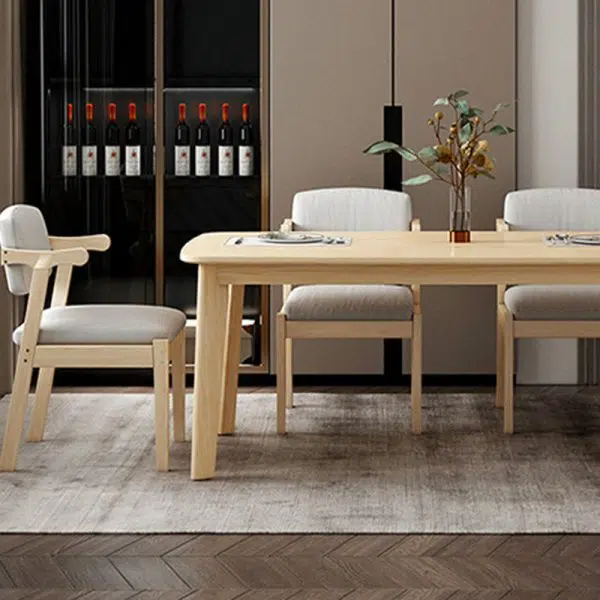 Contemporary Nordic Square Fabric Wood Chair Backrest Armrest For Living Room - Image 11