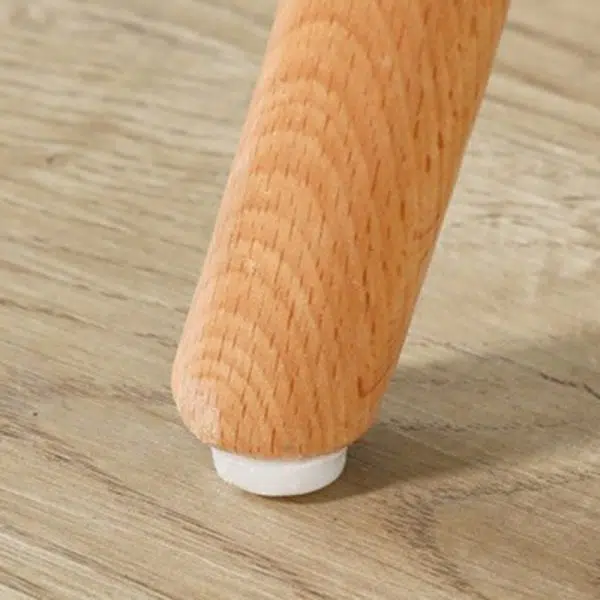 Traditional Vintage Round Wood Rattan Chair Backrest Armless For Living Room - Image 8